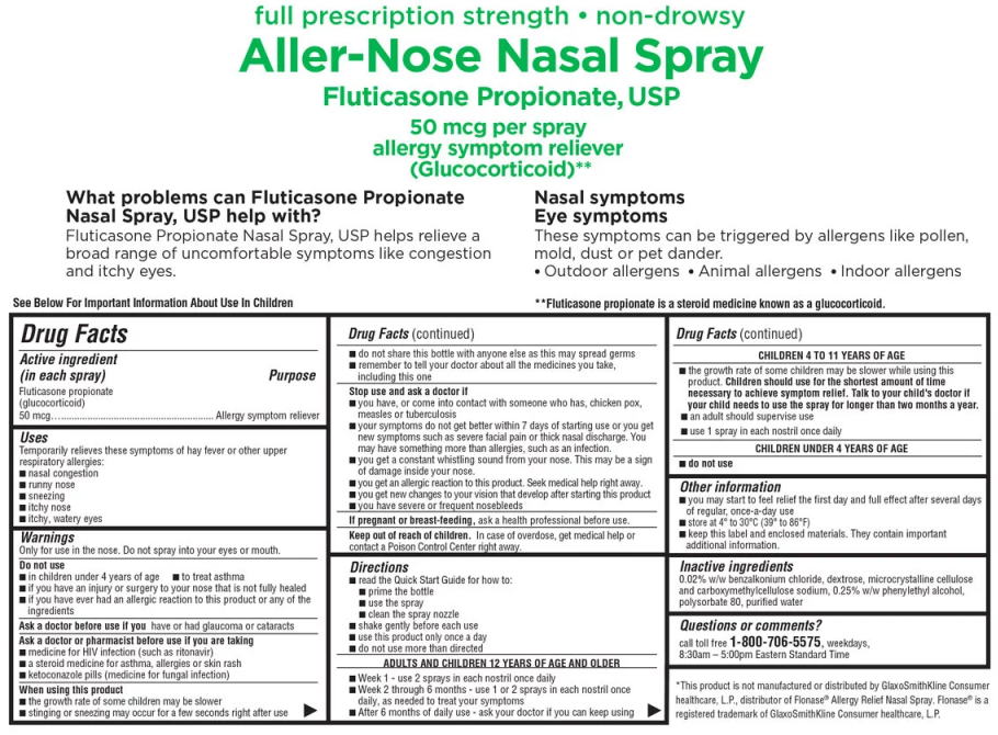 アレルノーズプロピオン酸フルチカゾン・ナザールスプレイ点鼻薬 15.8ml (0.54 oz) x 6本 - ウインドウを閉じる